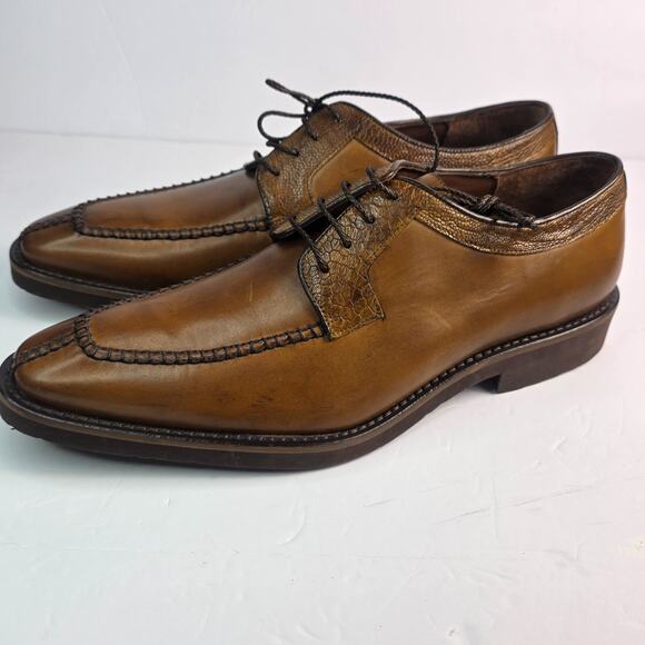 Belvedere Exotic Men\'s Brown Leather Lace Up Moc Toe Oxford Dress Shoes - 8.5 main image 7